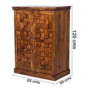 Niwar Patti Traditional Solid Sheesham Wood Home Bar Cabinet