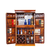 Tall Solid Sheesham Wood Bar Cabinet