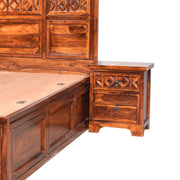Swirl Solid Sheesham Wood King Bed with Top-Opening Storage