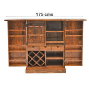 Regular Solid Sheesham Wood Bar Cabinet with Brass Detailing