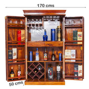 Tall Solid Sheesham Wood Bar Cabinet