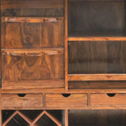 Niwar Patti Traditional Solid Sheesham Wood Home Bar Cabinet