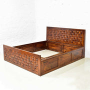 Niwar Patti Solid Sheesham Wood Storage Bed