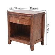Trya Solid Sheesham Wood Bedside Table with Drawer