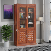 Rozwood Arts Premium Sheesham Wood Storage Cabinet With Glass