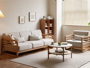 Zokai L Shape Solid Wood Sofa Set Premium Pine Finish