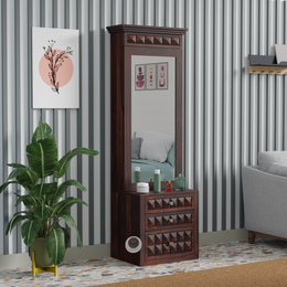 Rozwood Arts Sheesham Wood Dressing Cabinet with Mirror & Storage Drawers | Wooden Dressing Unit