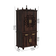 Devsthan Premium Sheesham Wood Mandir with 2 Drawers and 2 Doors Cabinet