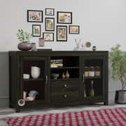 Sheesham Wood Sideboard Cabinet with Glass Design | Modern Storage Unit