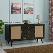Sheesham Wood Sideboard Cabinet with Cane Design | Modern Storage Unit