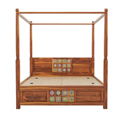 Regal Sheesham Wood King Poster Bed Natural Finish