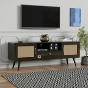 Rozwood Arts Diva Mint Green TV Unit with Cane Doors | Modern Wooden Media Console Cabinet