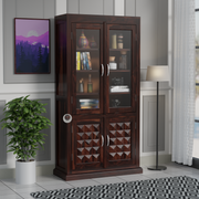 Rozwood Arts Premium Sheesham Wood Storage Cabinet With Glass
