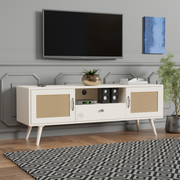 Rozwood Arts Diva Mint Green TV Unit with Cane Doors | Modern Wooden Media Console Cabinet