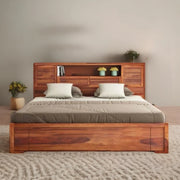 Sterling Sheesham Wood King Bed Honey Finish