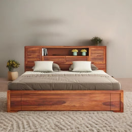 Sterling Sheesham Wood King Bed Honey Finish