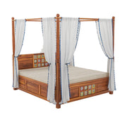 Regal Sheesham Wood King Poster Bed Natural Finish