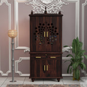 Devsthan Premium Sheesham Wood Mandir with 2 Drawers and 2 Doors Cabinet