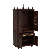 Devsthan Premium Sheesham Wood Mandir with 2 Drawers and 2 Doors Cabinet