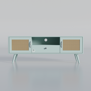 Rozwood Arts Diva Mint Green TV Unit with Cane Doors | Modern Wooden Media Console Cabinet