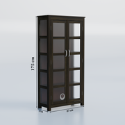 Rozwood Arts Sheesham Wood Display Cabinet with Glass Doors – 4 Shelf Storage Unit (Walnut)