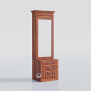 Rozwood Arts Diamond Sheesham Wood Dressing Cabinet with Mirror & Storage Drawers | Wooden Dressing Unit with Shelves