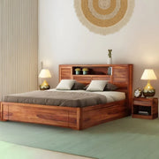 Sterling Sheesham Wood King Bed Honey Finish