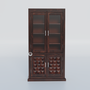 Rozwood Arts Premium Sheesham Wood Storage Cabinet With Glass