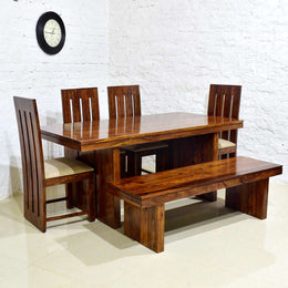 Glories Wooden Dining Table with Chair 6 Seater