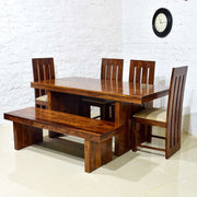 Glories Wooden Dining Table with Chair 6 Seater