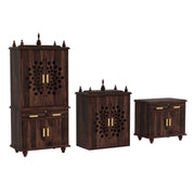 Devsthan Premium Sheesham Wood Mandir with 2 Drawers and 2 Doors Cabinet