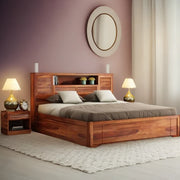Sterling Sheesham Wood King Bed Honey Finish