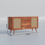 Sheesham Wood Sideboard Cabinet with Cane Design | Modern Storage Unit