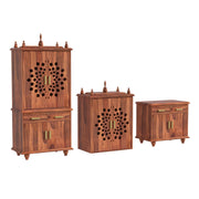 Solid Sheesham Wood Temple with 2 Drawers and 2 Door