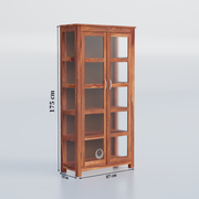 Rozwood Arts Sheesham Wood Display Cabinet with Glass Doors – 4 Shelf Storage Unit