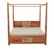 Regal Sheesham Wood King Poster Bed Natural Finish