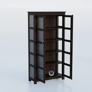 Rozwood Arts Sheesham Wood Display Cabinet with Glass Doors – 4 Shelf Storage Unit (Walnut)
