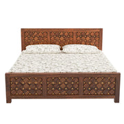 Elara Sheesham Wood King Bed Honey Oak Finish