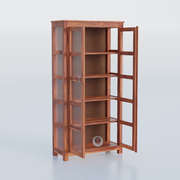 Rozwood Arts Sheesham Wood Display Cabinet with Glass Doors – 4 Shelf Storage Unit