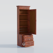 Rozwood Arts Diamond Sheesham Wood Dressing Cabinet with Mirror & Storage Drawers | Wooden Dressing Unit with Shelves