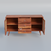 Sheesham Wood Sideboard Cabinet with Cane Design | Modern Storage Unit