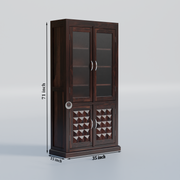 Rozwood Arts Premium Sheesham Wood Storage Cabinet With Glass