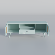 Rozwood Arts Diva Mint Green TV Unit with Cane Doors | Modern Wooden Media Console Cabinet