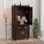 Solid Sheesham Wood Temple with 2 Drawers and 2 Door