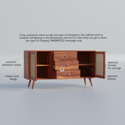 Sheesham Wood Sideboard Cabinet with Cane Design | Modern Storage Unit