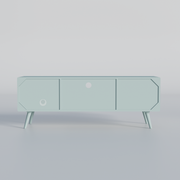 Rozwood Arts Diva Mint Green TV Unit with Cane Doors | Modern Wooden Media Console Cabinet
