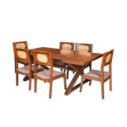 Classic Solid Sheesham Wood 6 Seater Dining Table Set