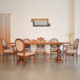 Contemporary Solid Sheesham Wood 6 Seater Dining Table Set