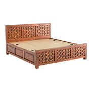 Elara Sheesham Wood King Bed Honey Oak Finish
