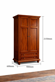 Sheesham Wood Wardrobe with Drawers | Honey Finish Wooden Almirah for Bedroom Storage